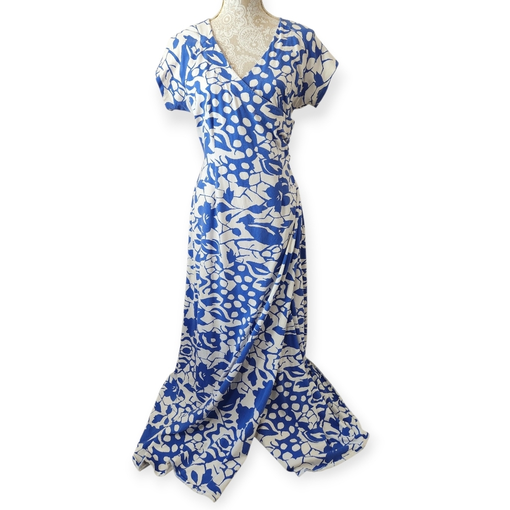 Soft Surroundings Blue and White Floral Maxi Dress